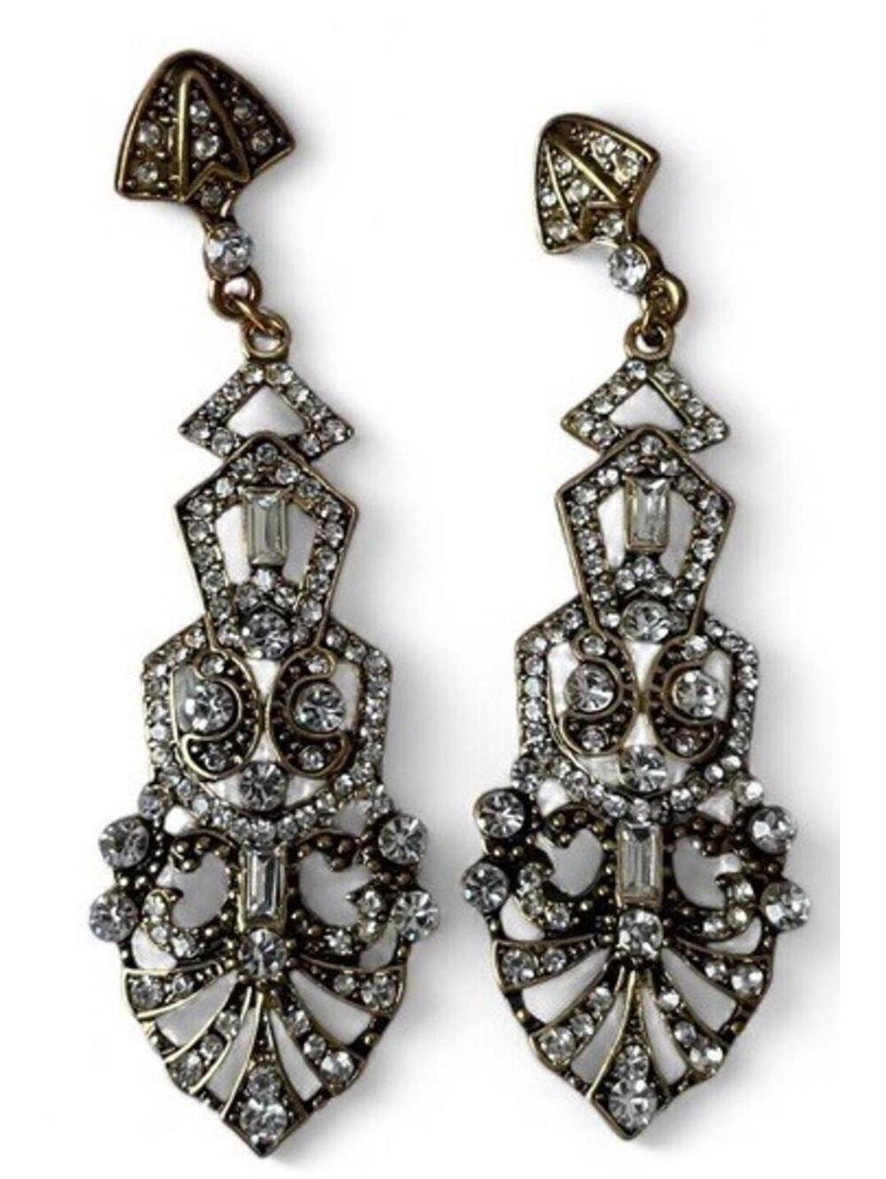Earrings Women’s Dangle Metal Jewel Encrusted Festival Glam